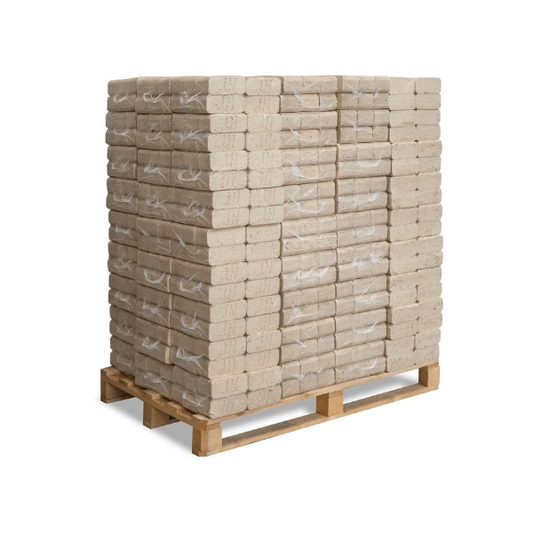 RUF Weißholz Briketts – 960 kg Palette (96 × 10 kg) – Für Kamin- & Holzöfen