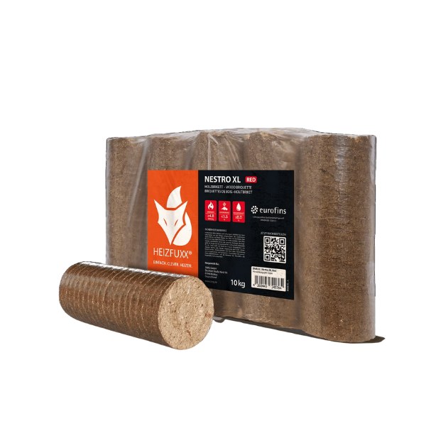 Hartholz Nestro XL Briketts – 960 kg Palette (96 × 10 kg) – Für Kaminöfen & Holzöfen