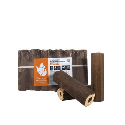 PiniKay Hartholz Briketts – 960 kg Palette (96 × 10 kg) – Für Kaminöfen & Festbrennstoffgeräte