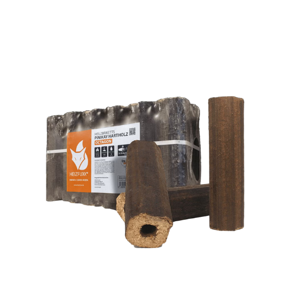 PiniKay Hartholz Briketts – 960 kg Palette (96 × 10 kg) – Für Kaminöfen & Festbrennstoffgeräte
