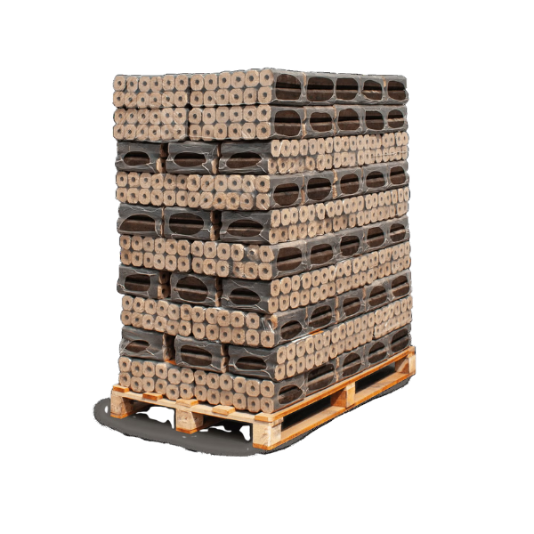 PiniKay Hartholz Briketts – 960 kg Palette (96 × 10 kg) – Für Kaminöfen & Festbrennstoffgeräte
