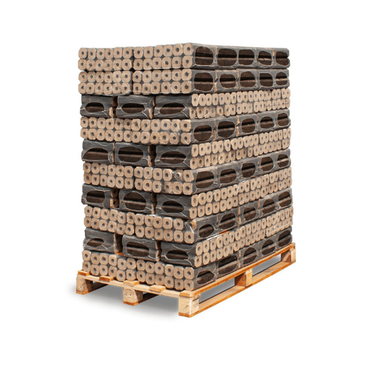 PiniKay Hartholz Briketts Quadro – 960 kg Palette (96 × 10 kg) – Für Kaminöfen & Festbrennstoffherde