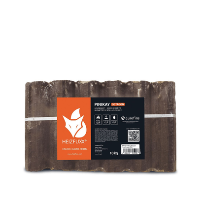 PiniKay Hartholz Briketts Quadro – 960 kg Palette (96 × 10 kg) – Für Kaminöfen & Festbrennstoffherde