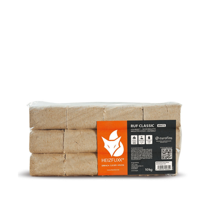 RUF Weißholz Briketts – 960 kg Palette (96 × 10 kg) – Für Kamin- & Holzöfen