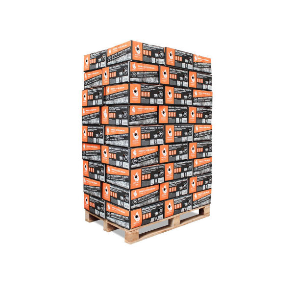 BBQ-Buchenholzbriketts – 972 kg Palette (54 × 18 kg) – Für Grillgeräte und Smoker
